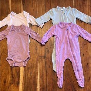KYTE BABY Bundle - Pink, Purple, and grey footies and long sleeve bodysuits